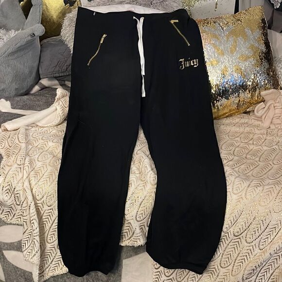 Juicy couture sz large black gold jogger sweatpants - Picture 1 of 5